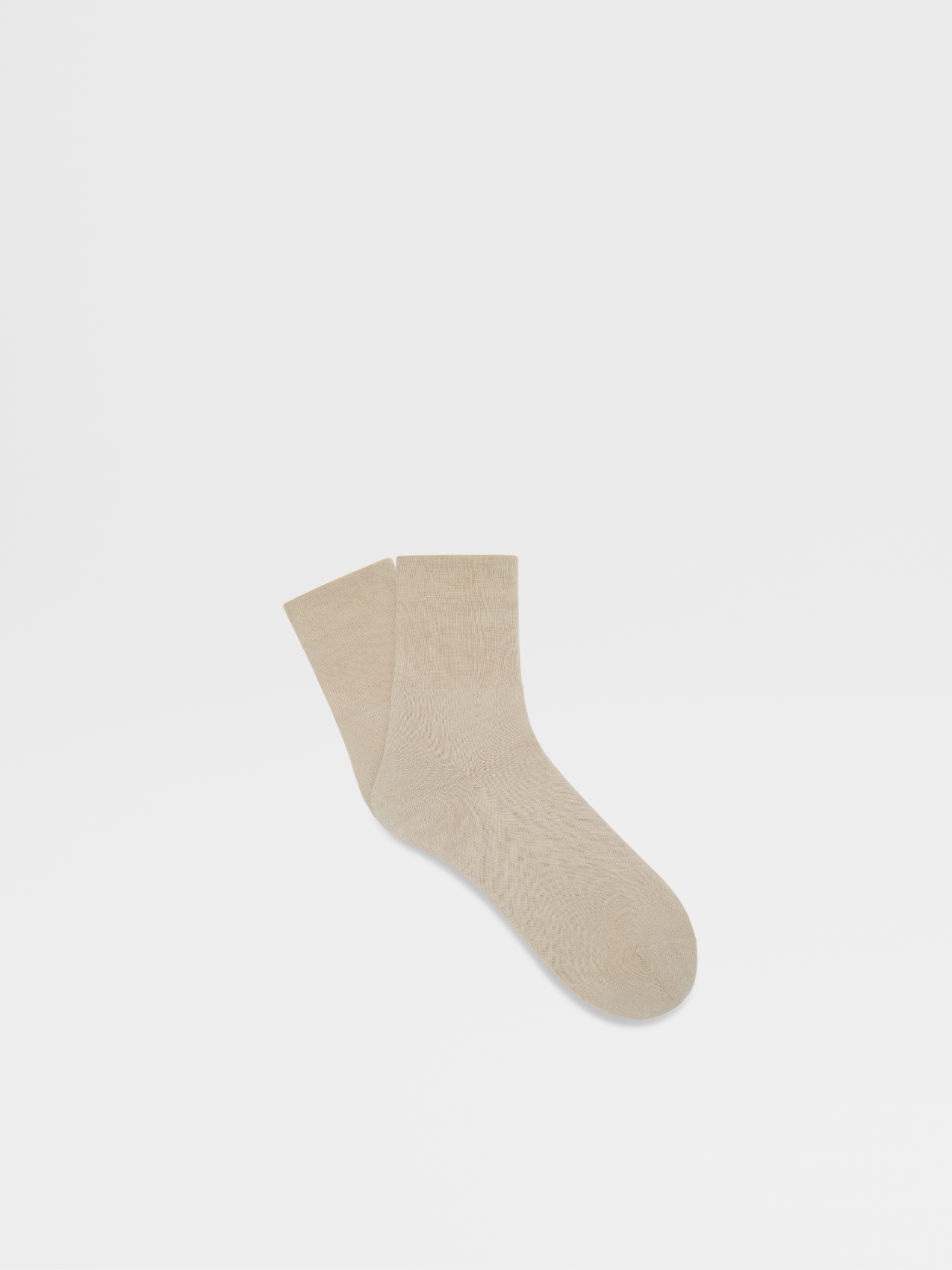 Beige Cotton Cashmere and Silk Mid Calf Socks